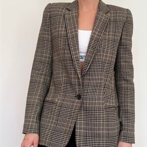 Chloe Checkered Blazer in Brown and Black